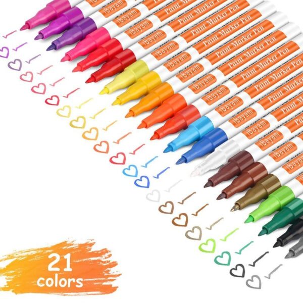 iBayam Paint Marker Pens, Oil-Based, Extra Fine Point, 21 Colors, Odorless