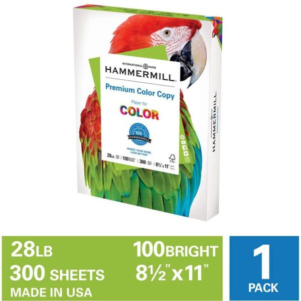 Hammermill Premium Color Copy 28lb Paper, 8.5x11, 1 Pack, 300 Sheets