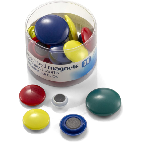 Officemate Round Plastic Covered Magnets