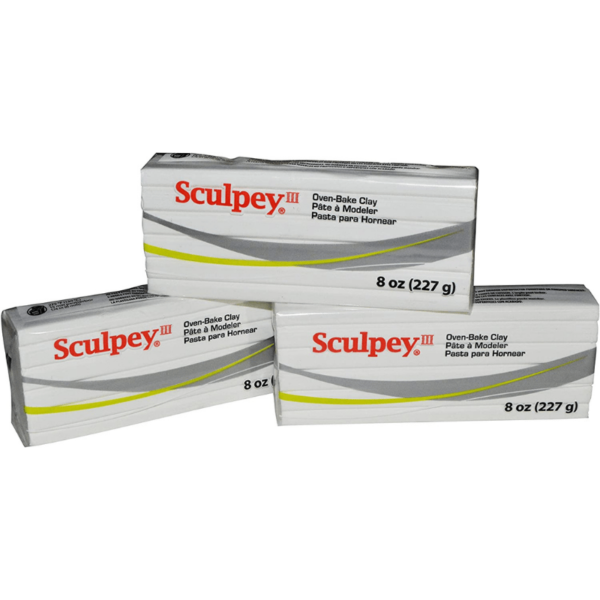 Sculpey III White Oven-Bake Clay - Used for Creating Home Decor, Figurines, Etc - 8 Ounces, Pack of 3